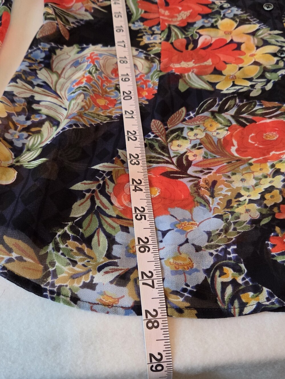 CAbi Women's XL Black Button-Down Shirt Floral Paisley Print SHEER - Picture 6 of 10